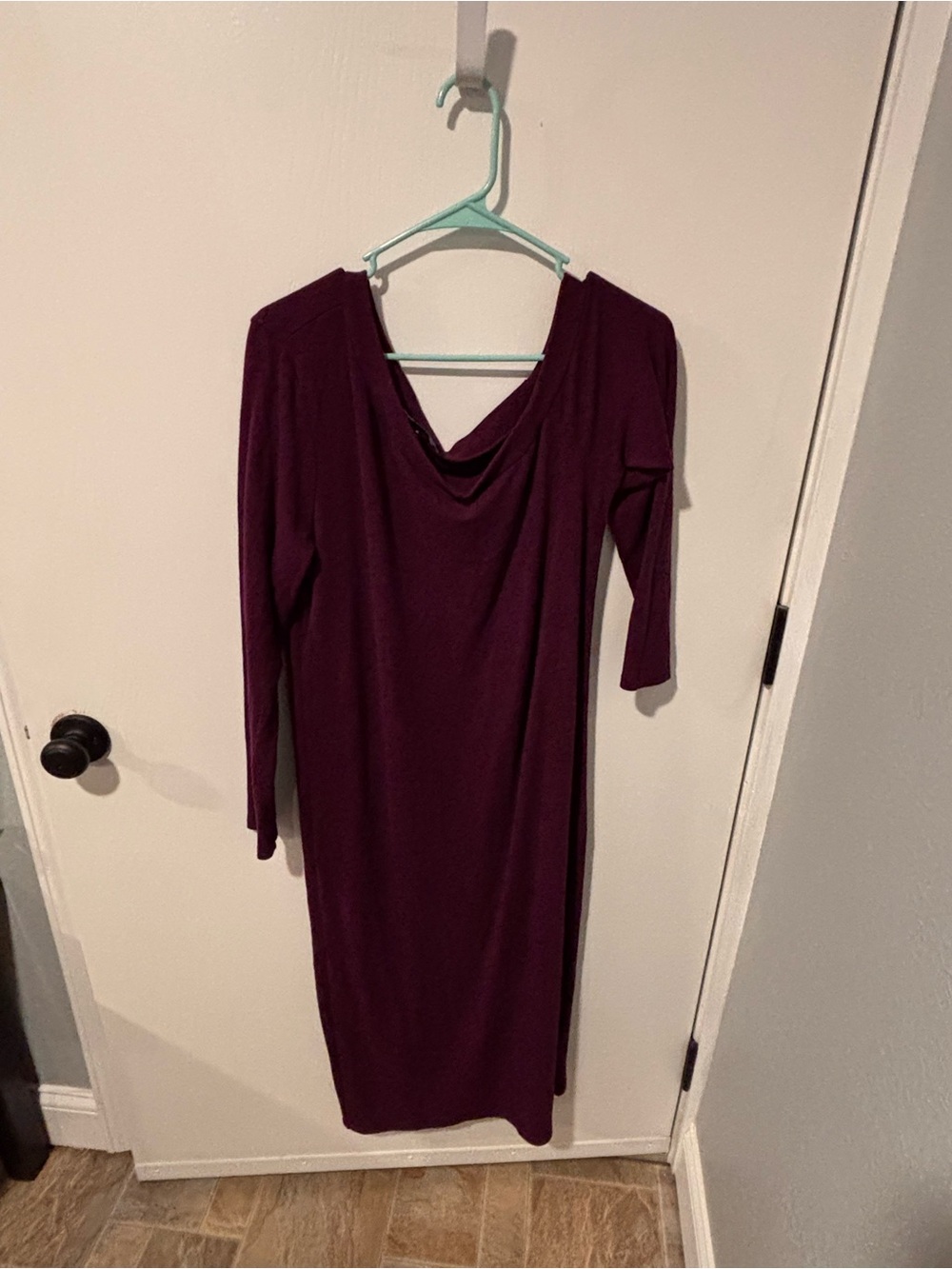 Eloquii Deep Plum Long Sleeve Off Shoulder Dress